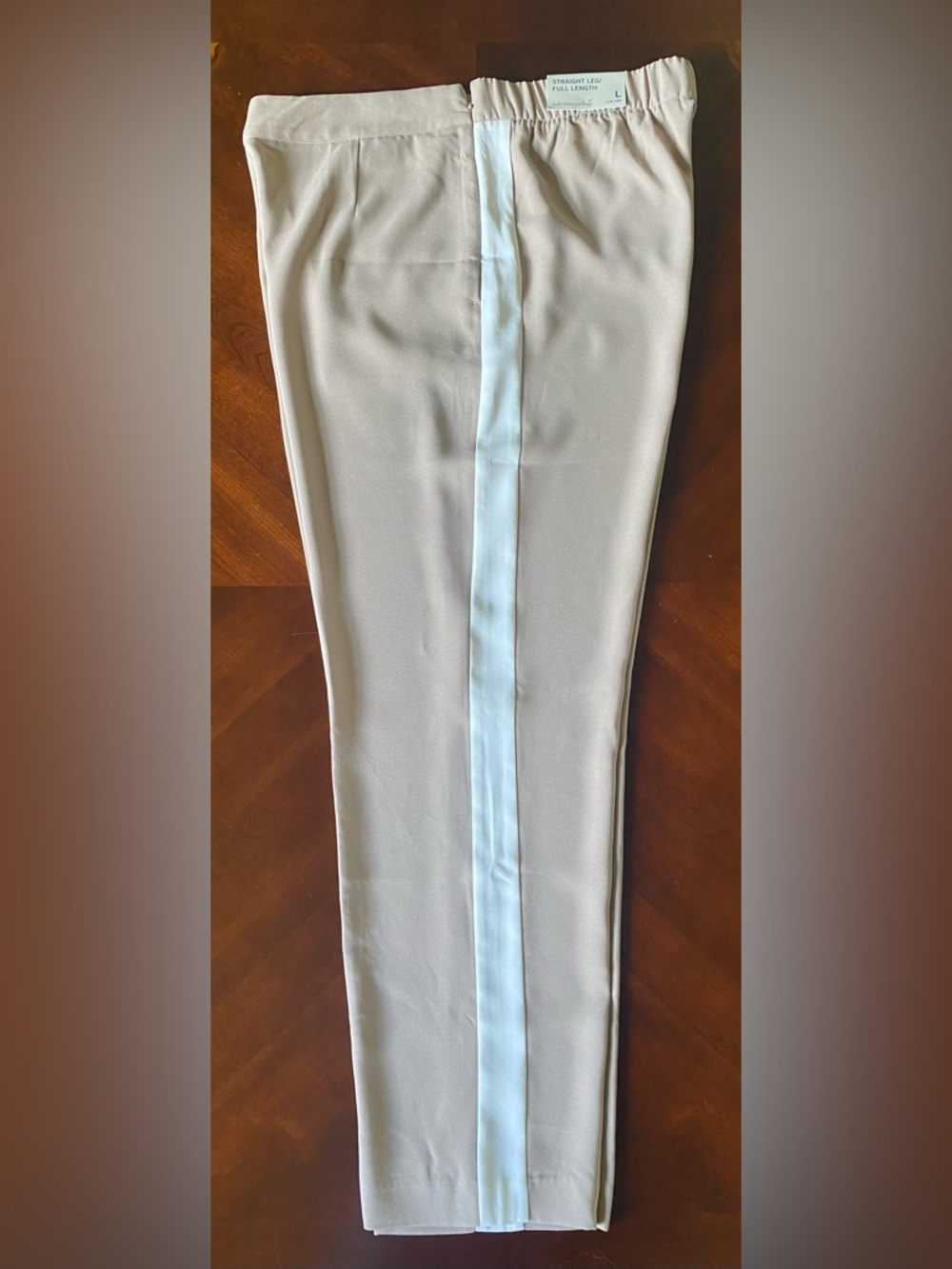 Soft Surroundings Cream/Light Tan Trousers with White Stripe L